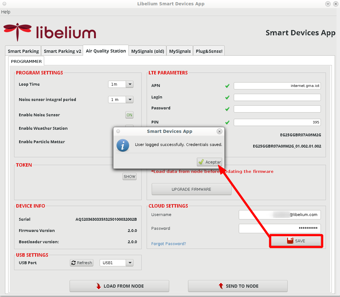 Credentials settings