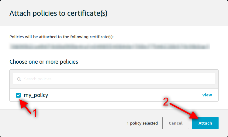 Figure : Attach the policy to the certificate