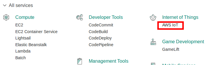 Figure : Select AWS IoT