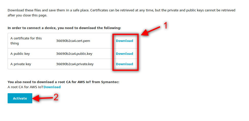 Figure : Save the credential files when connecting device