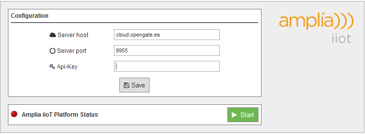 Figure : Amplia Cloud Connector configuration panel