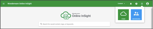 Figure : Wonderware Online InSight Administration page menu access