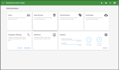 Figure : Wonderware Online InSight Administration page