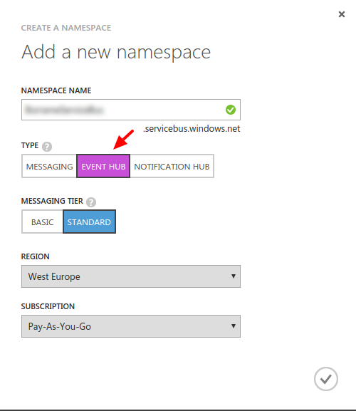 Figure : Create new Namespace