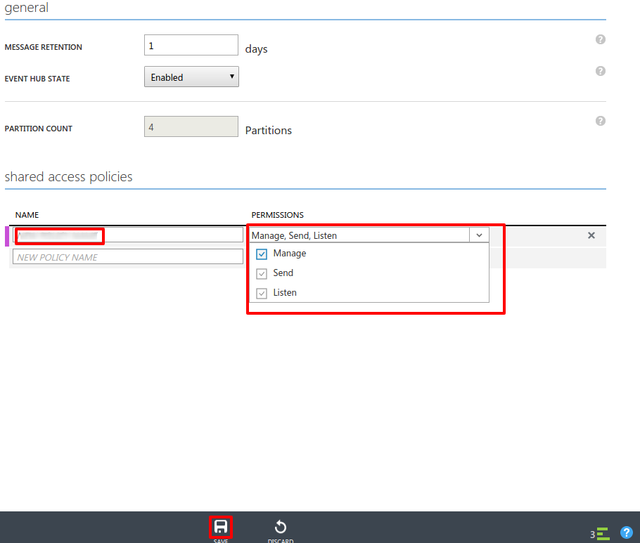 Figure : Configure the Event Permissions