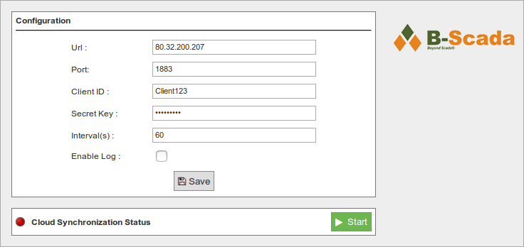 Figure : Configuring B-Scada in Meshlium