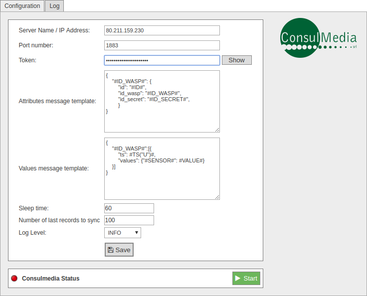 Figure : ConsulMedia configuration panel