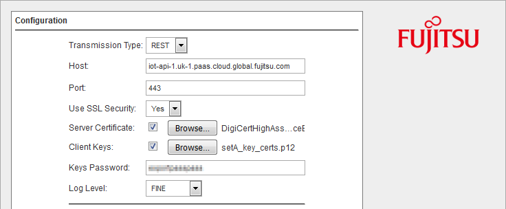 Figure : Meshlium Fujitsu IoT Connector - global configuration parameters