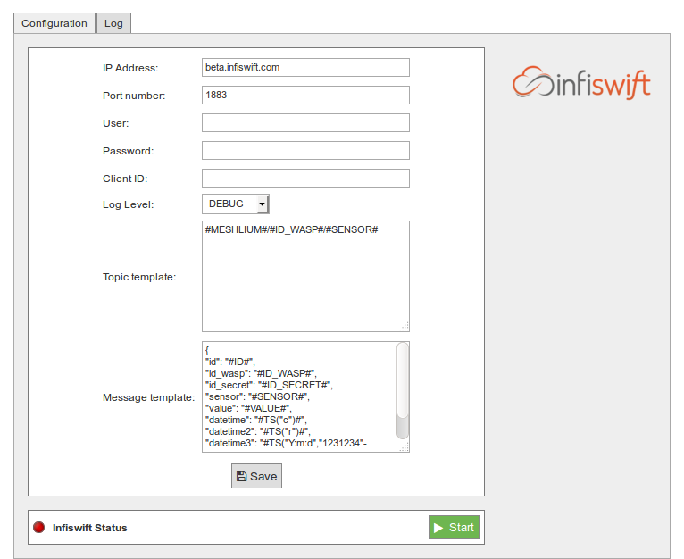 Figure : Configuration panel