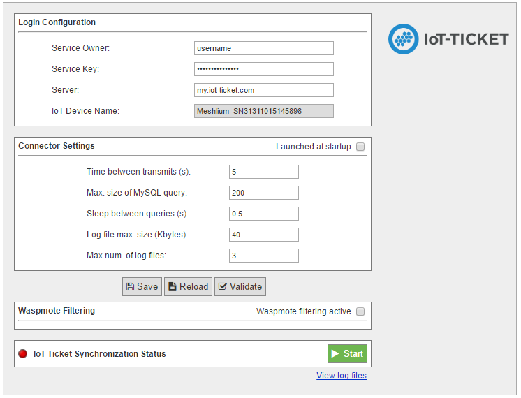 Figure : IoT-Ticket plugin panel