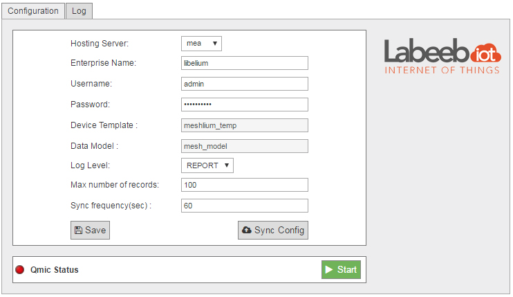 Figure : Labeeb IoT configuration panel