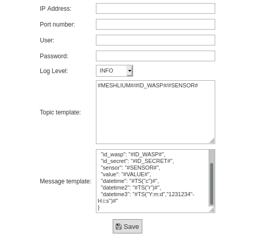 Figure : Configuration panel