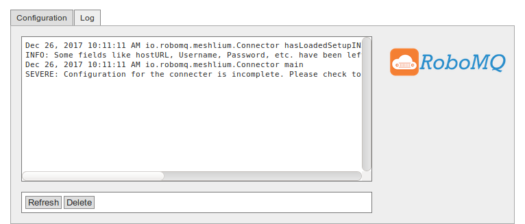 Figure : RoboMQ Connector logging in action