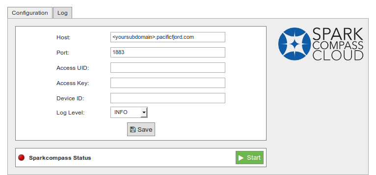 Figure : Sparkcompass plugin configuration panel