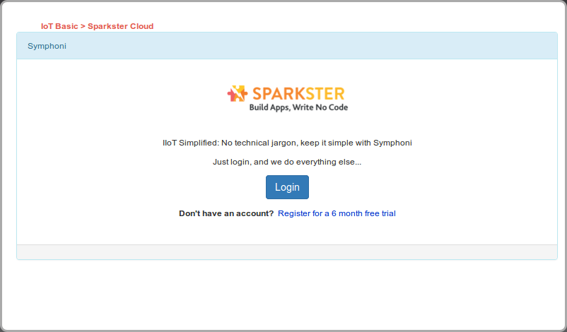 Figure : Sparkster login panel