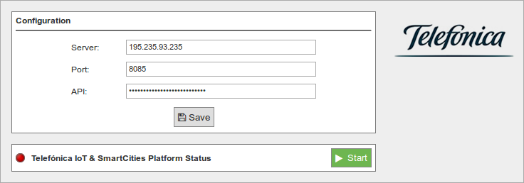 Figure : Telefonica IoT setup example on Manager System