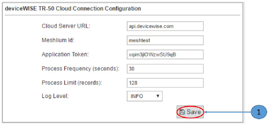 Figure : Save configuration button