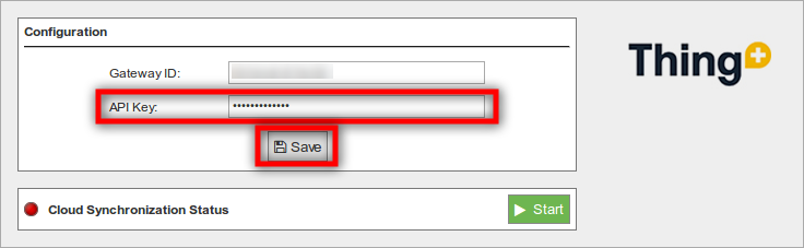 Figure : Enter API Key in the ThingPlus plugin