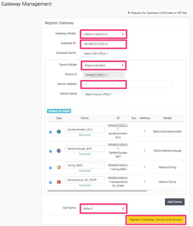 Figure : Registering a Gateway in ThingPlus service.