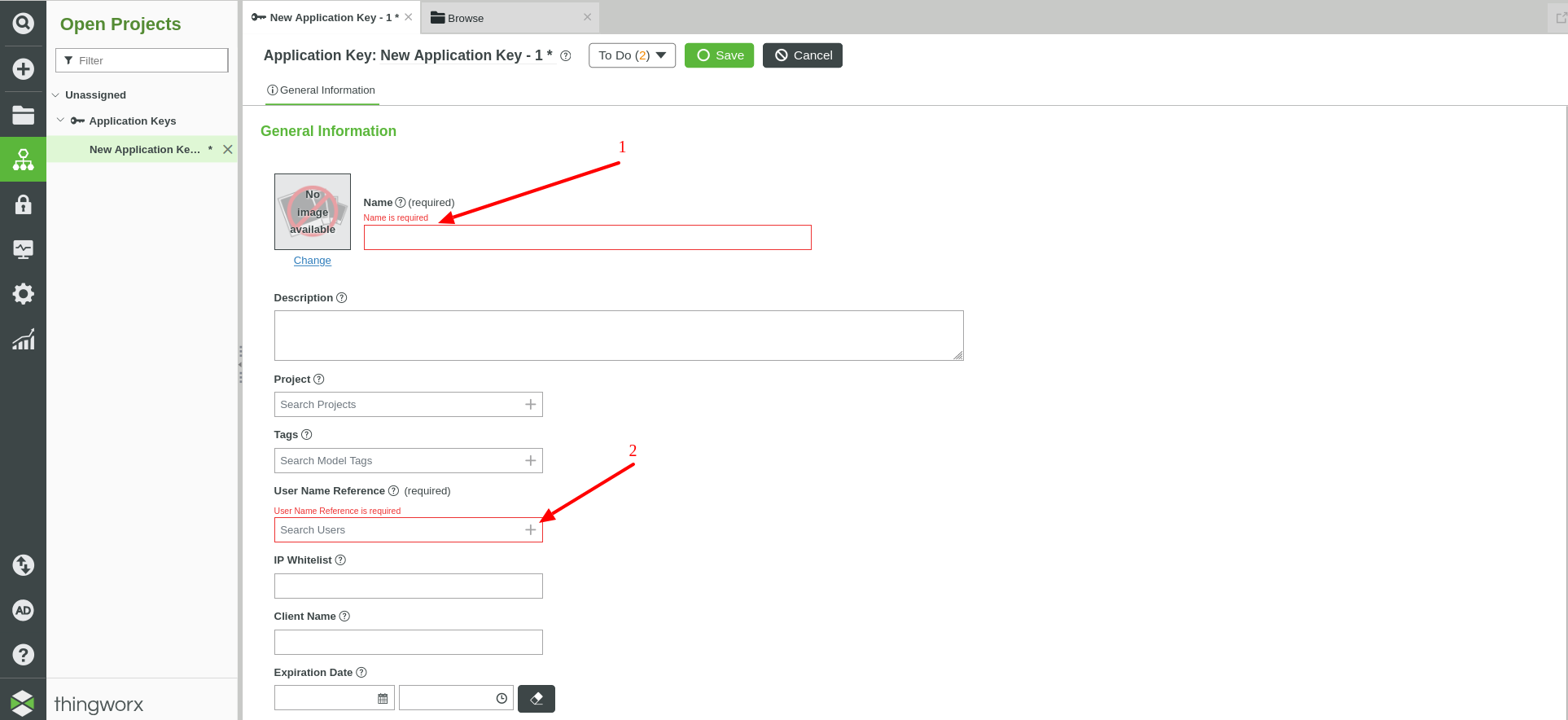 Figure : ThingWorx Application Key, giving name