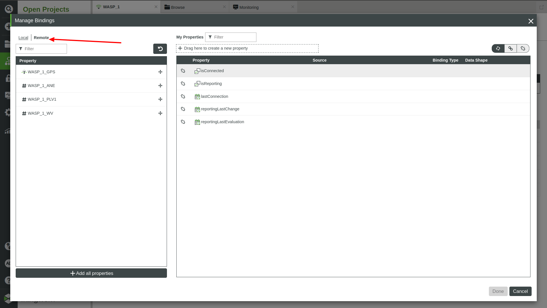 Figure : ThingWorx Thing, showing Remote things