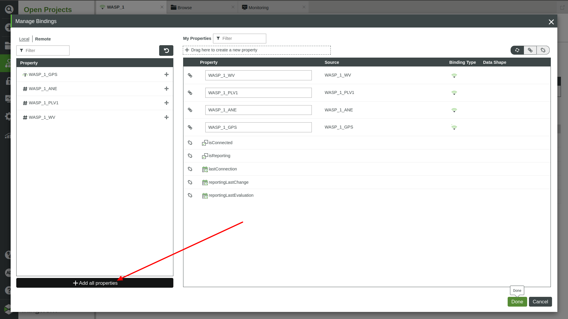 Figure : ThingWorx Thing, adding properties