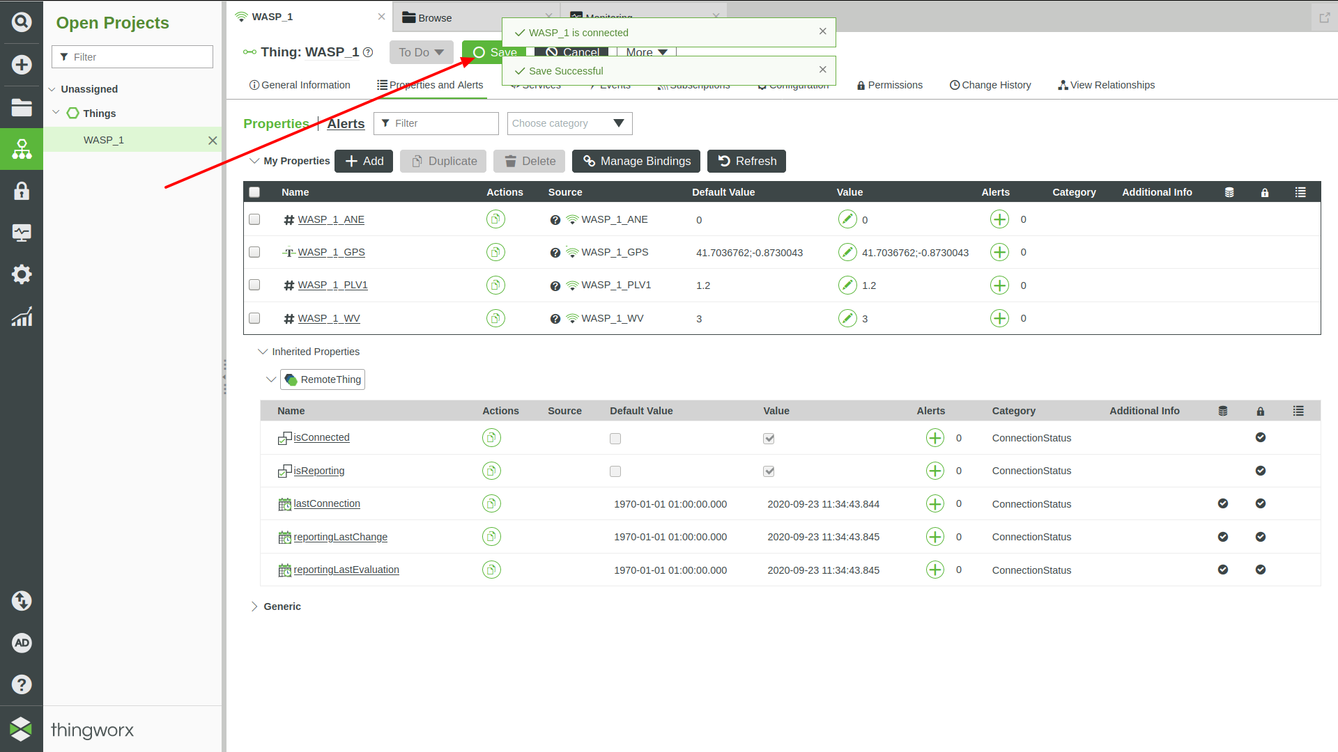 Figure : ThingWorx Thing, Properties