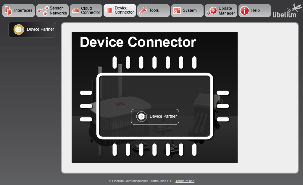 Figure : Device Connector main menu on the Manager System