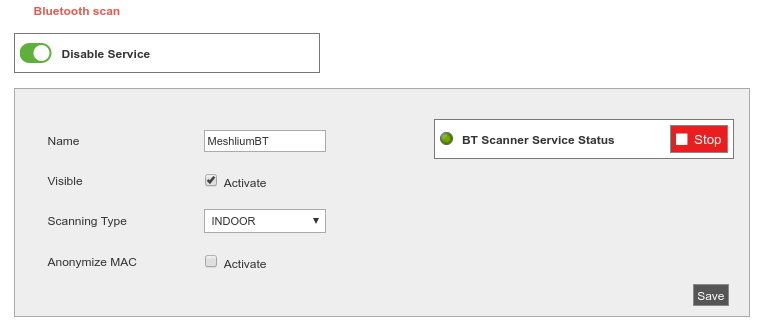 Figure : Configuring Bluetooth/BLE Scanner