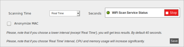 Figure : Configuring WiFi Scanner