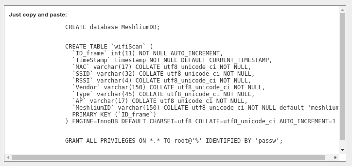 Figure : SQL script