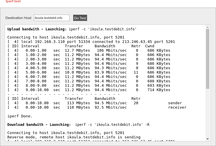 Figure : Iperf plugin