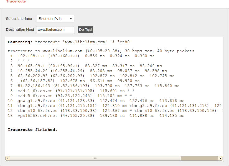 Figure : Traceroute plugin