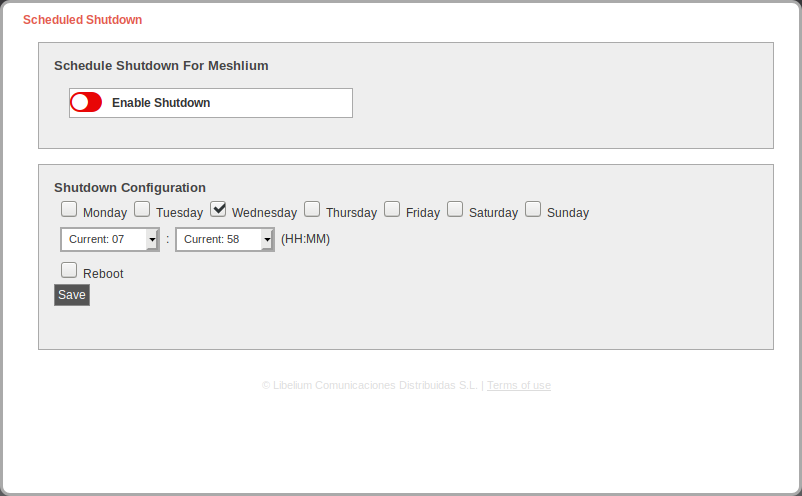 Figure : Scheduled Shutdown plugin