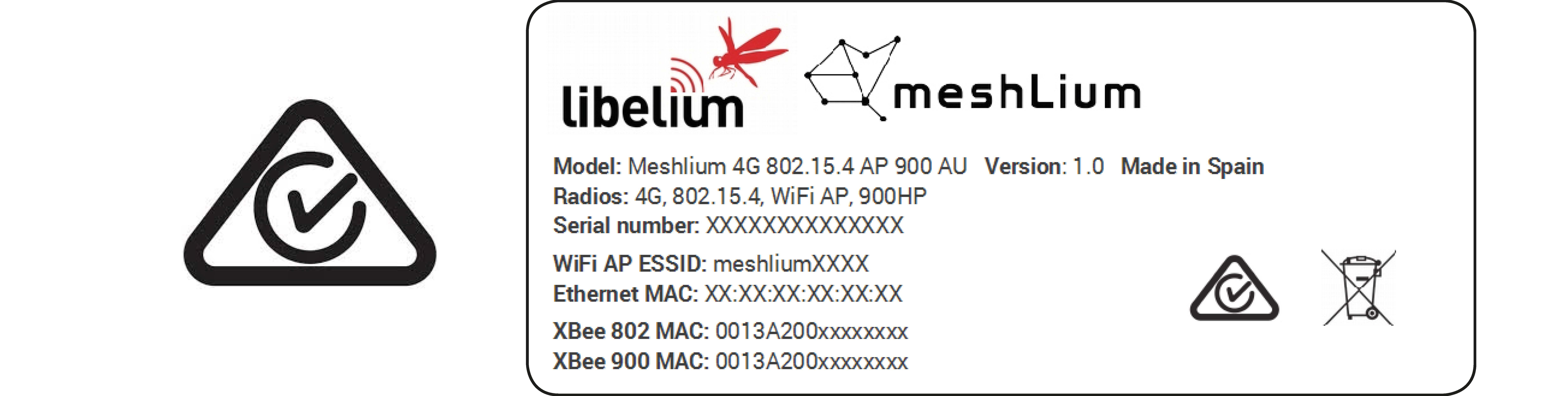 Figure : Back sticker for Meshlium 4G 802.15.4 AP 900 AU