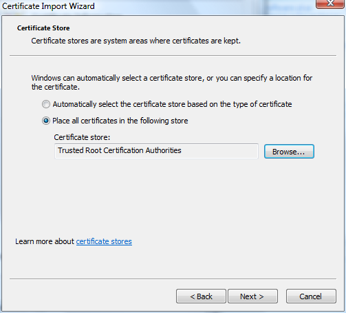 Figure : Add the self-signed certificate in your system