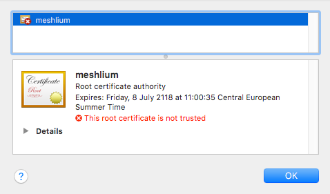 Figure : View the self-signed certificate on Safari