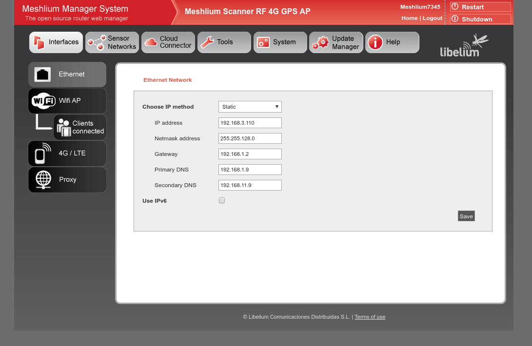 Figure : Ethernet setup