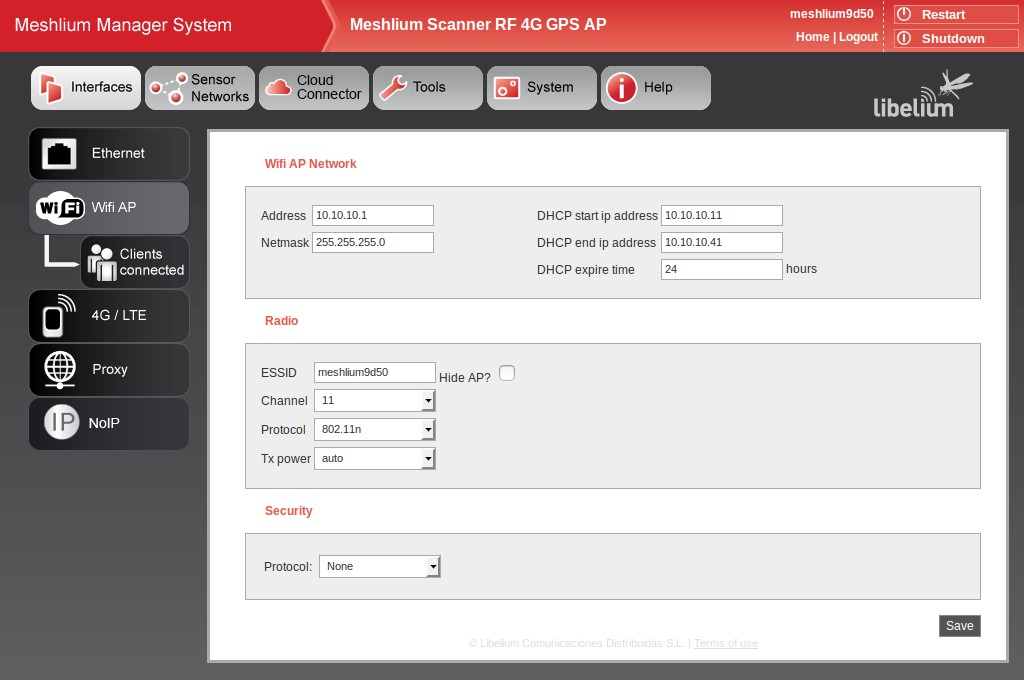 Figure : WiFi Access Point setup