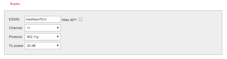 Figure : WiFi radio settings