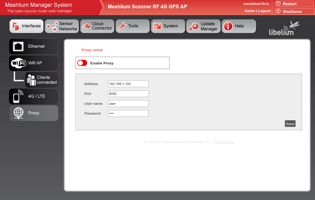 Figure : Proxy setup plugin