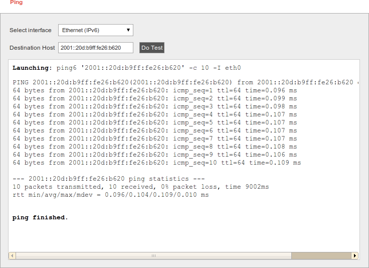 Figure : IPv6 ping