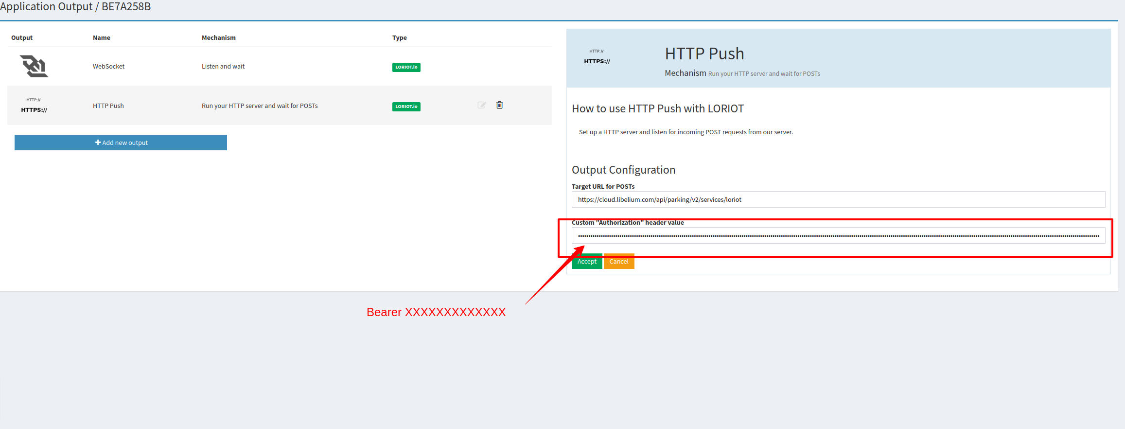 Loriot HTTP Push configuration