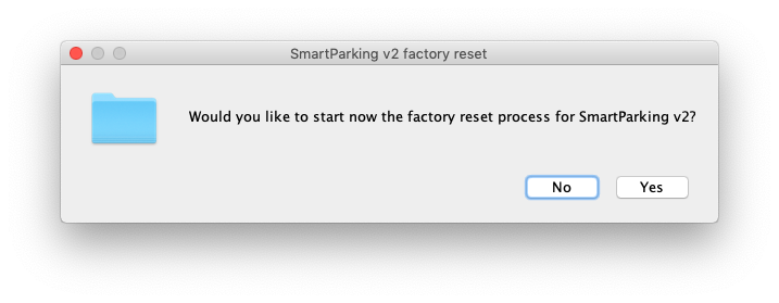 Factory reset process for Smart Parking v2 - Step2