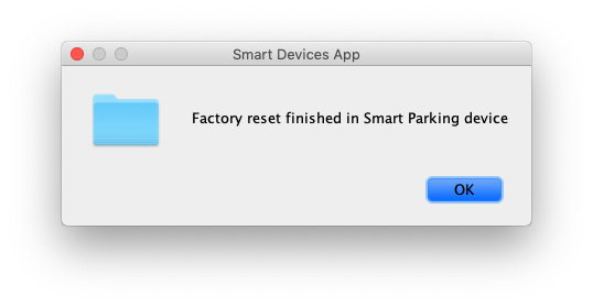 Factory reset finished for Smart Parking v2