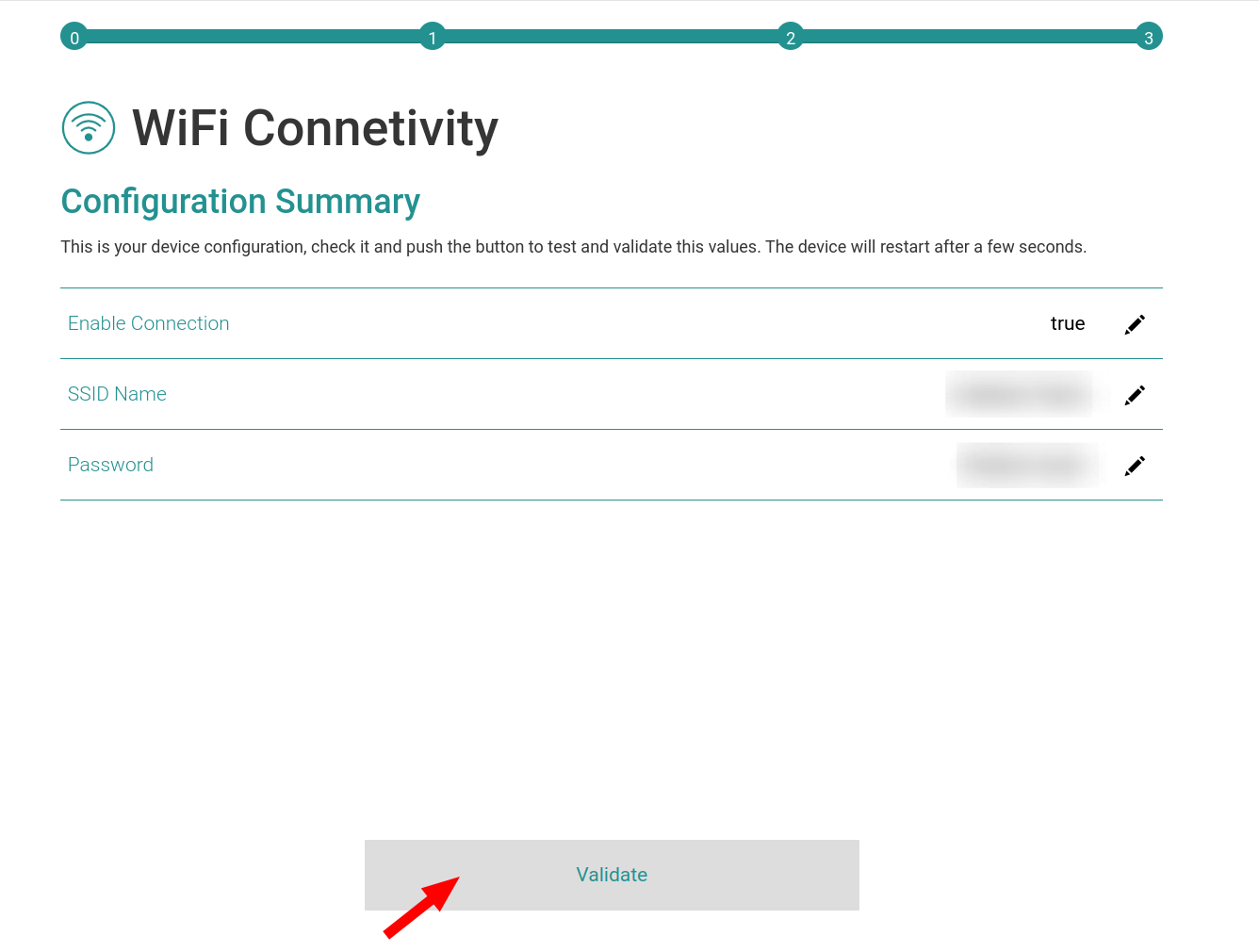 Validate the new WiFi configuration