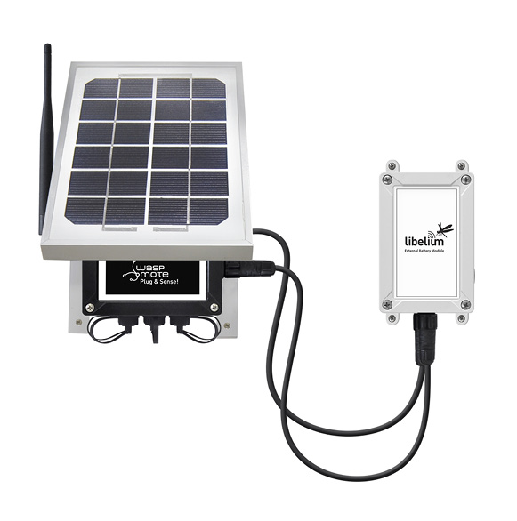 Figure: Plug &amp; Sense! with External Battery Module and solar panel